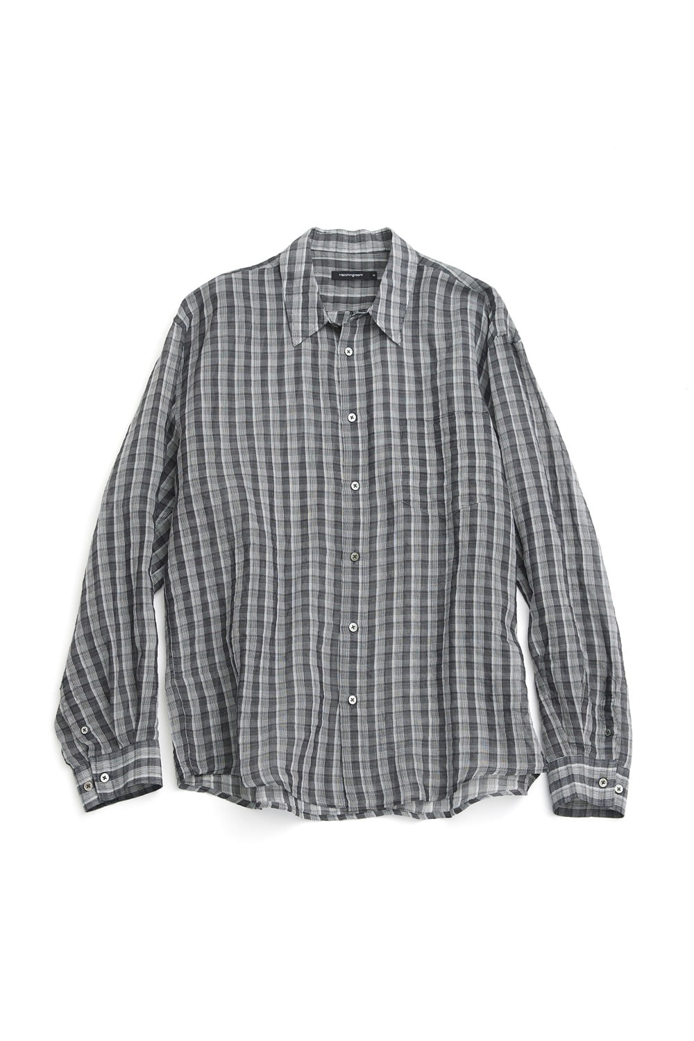 Classic Shirt Silk Seersucker Stripe/Check Grey