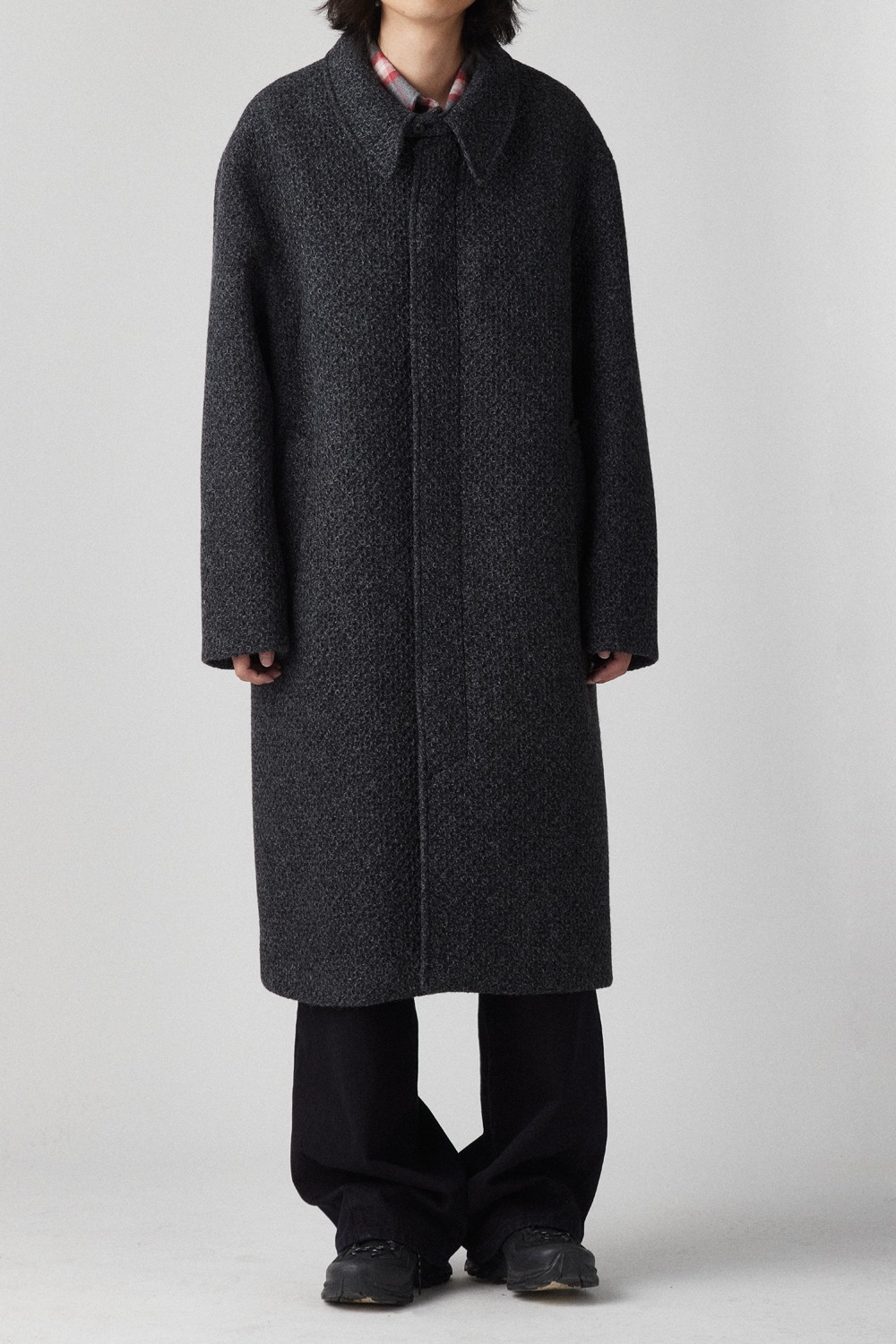 [Obscura Exclusive] Balmacaan Coat V2 Tweed Charcoal