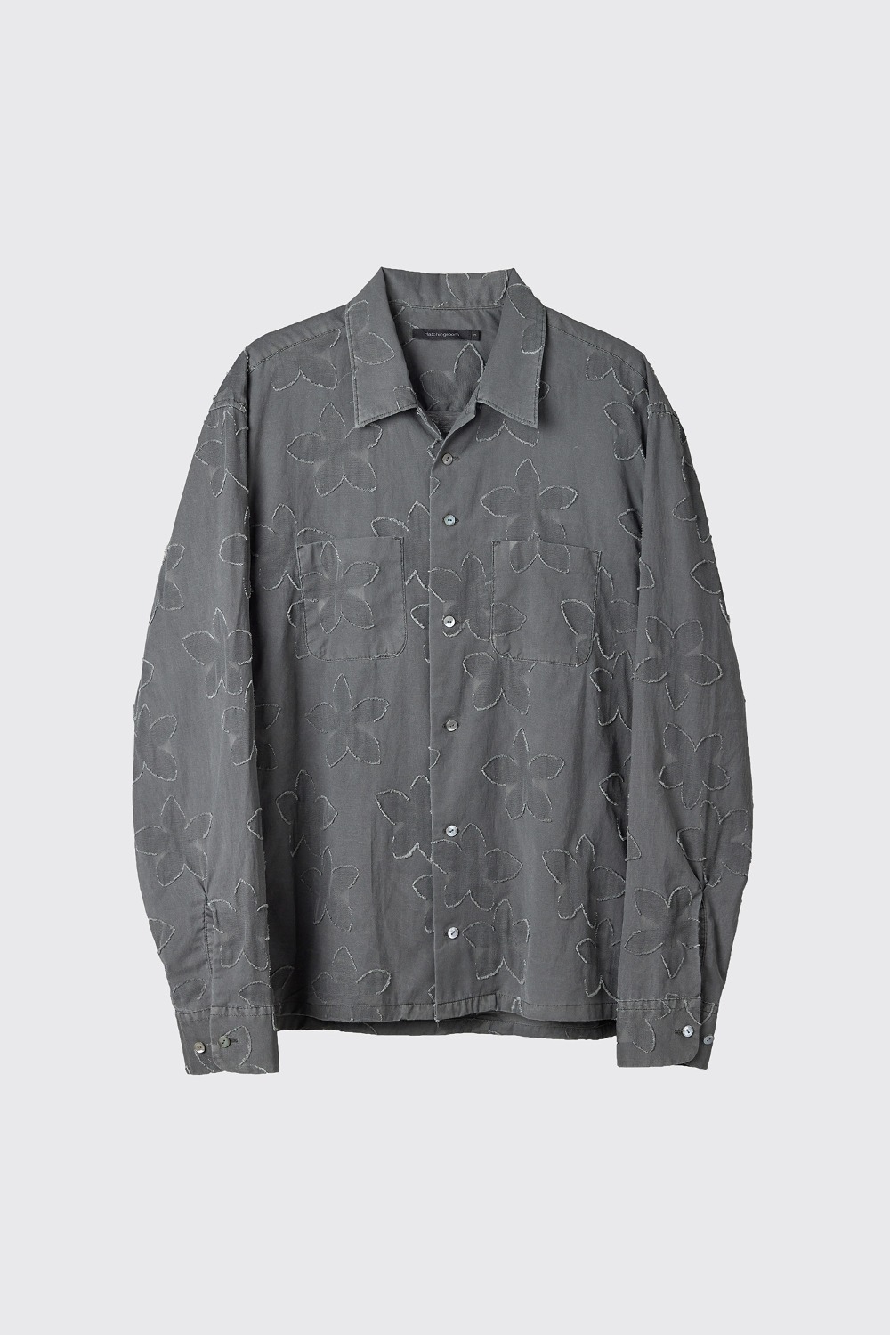 Trucker Shirt Pigment Dyed Floral Jacquard Charcoal