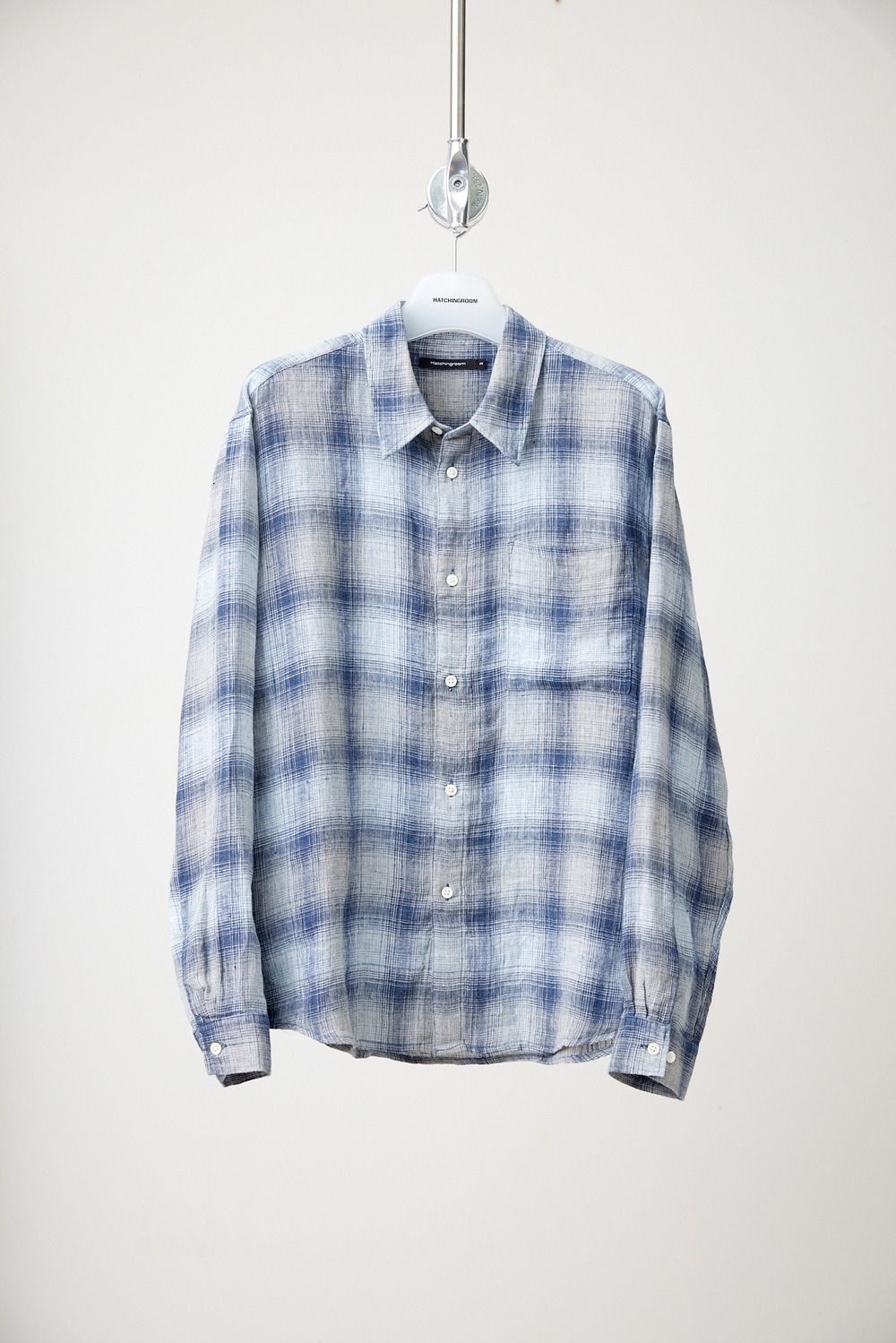 Museum Shirt Linen Check Blue/Grey
